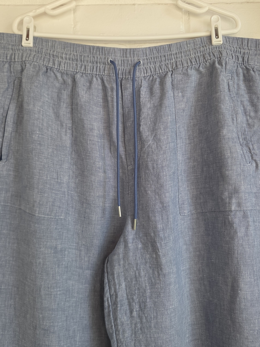 Athleta Cabo Retreat Linen Pants Blue Wide Leg Womens 20 Coastal Resort - Picture 3 of 7
